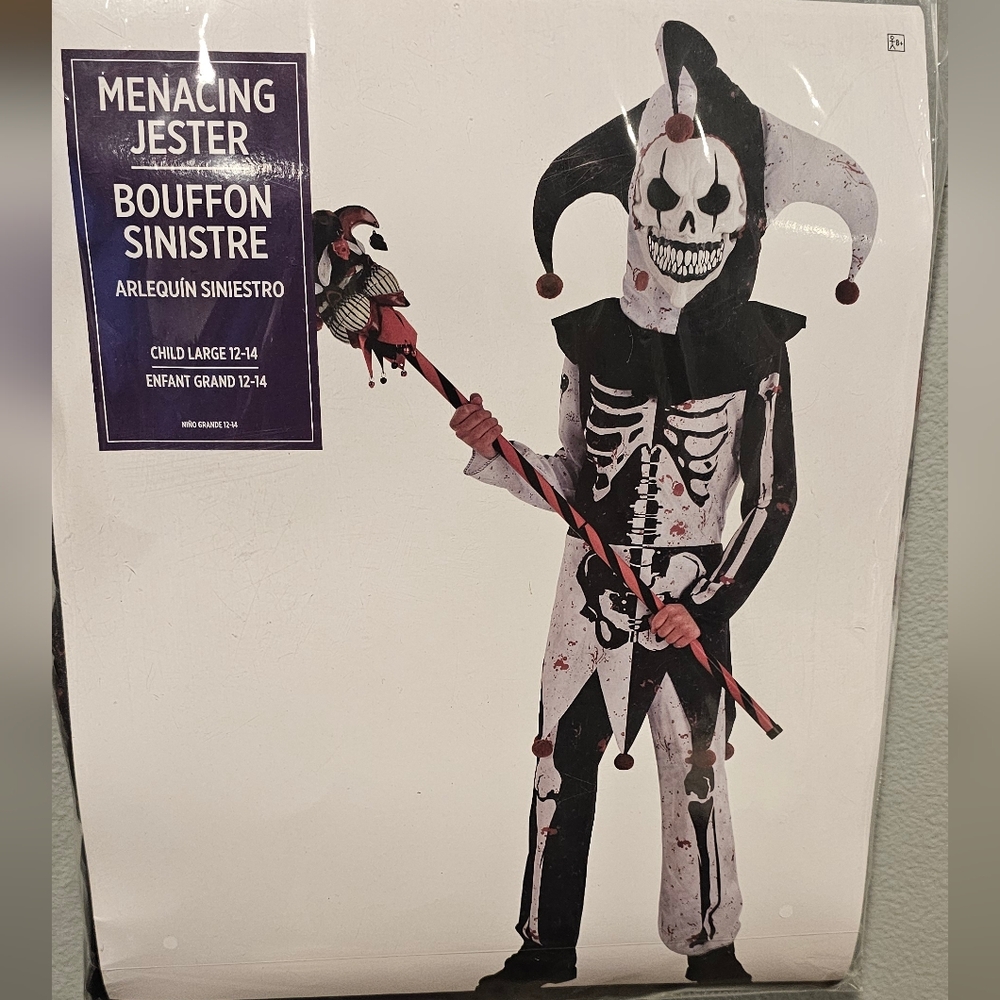Menacing Jester Kids Costume (Size Child Large 12-14)